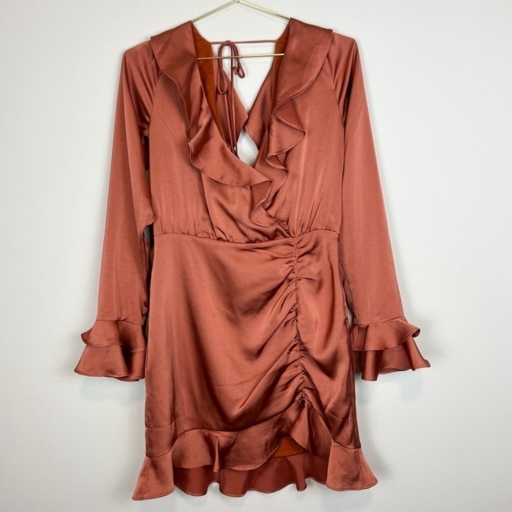 Majorelle Nelly Mini Dress in Terracotta Brown Size XS - Picture 3 of 13